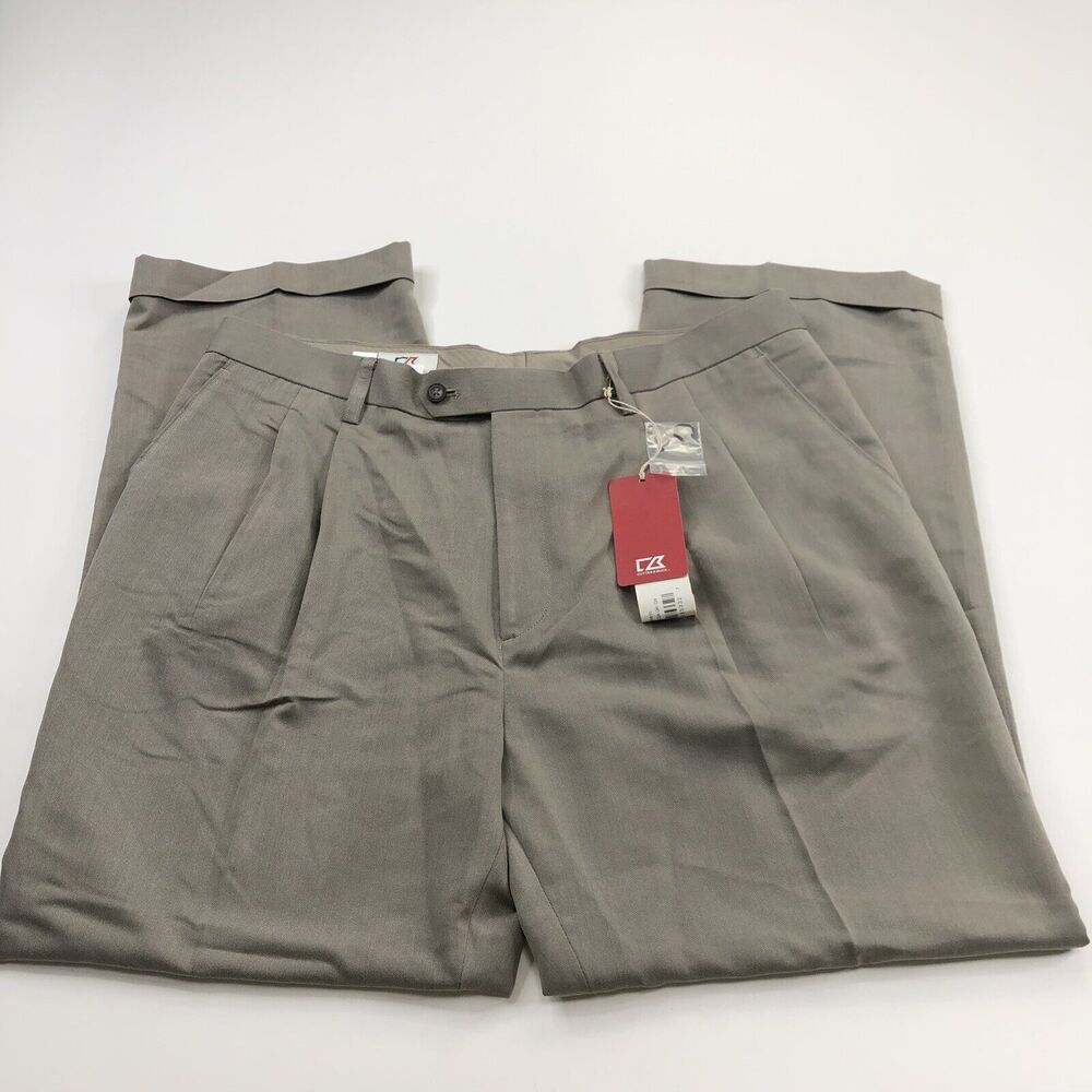 Cutter & Buck NEW 36 x 30 (Fits 38W 30L) Polyester Chino Slacks Pants Beige